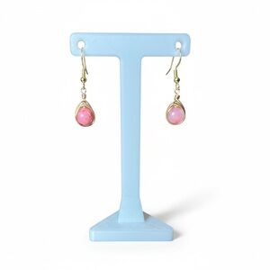 Wire Wrapped Misty Rose Jade Earrings